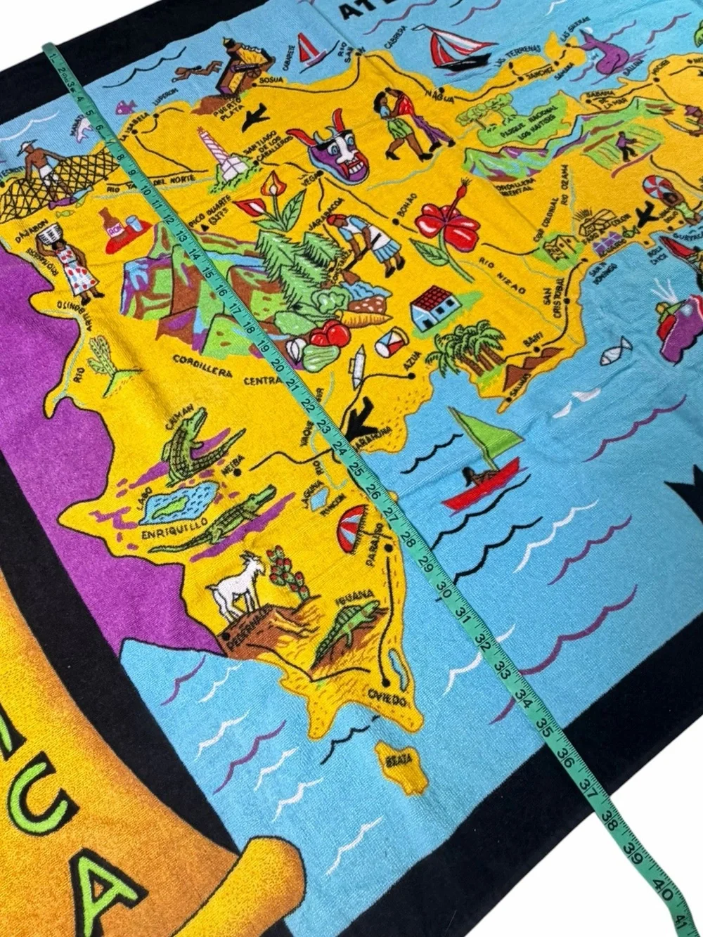 Vintage Hilasal REPUBLICA DOMINICA Map 100% Cotton Beach Towel